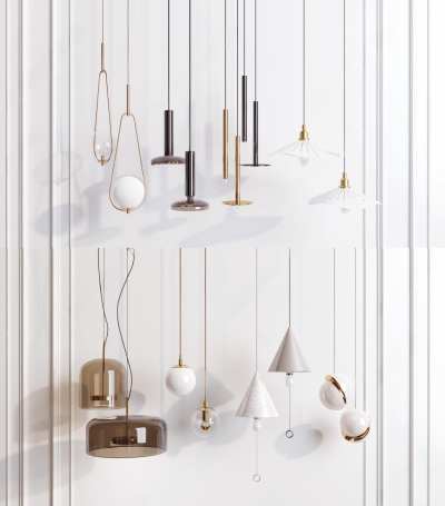 现代金属小吊灯3D模型下载